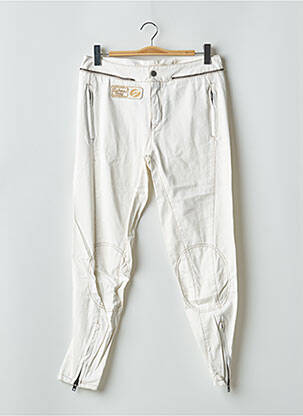 Pantalon 7/8 fermeture zippée sous rabat boutonné taille normale beige SCHOOL RAG femme