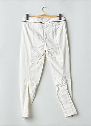 Pantalon 7/8 fermeture zippée sous rabat boutonné taille normale beige SCHOOL RAG femme