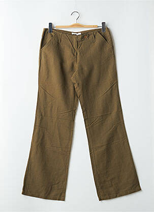 Pantalon droit fermeture zippée sous rabat boutonné taille basse vert SESSUN femme
