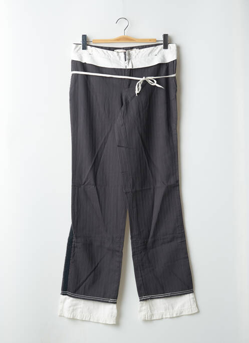 Pantalon droit fermeture zippée sous rabat avec crochet taille normale gris SCHOOL RAG femme