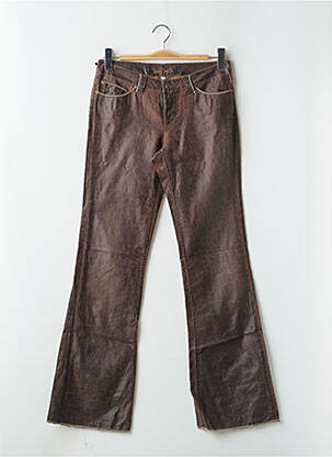 Pantalon droit fermeture zippée sous rabat boutonné marron TEDDY SMITH femme