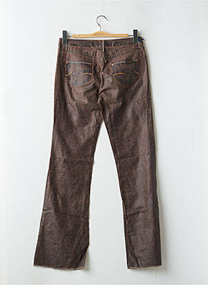 Pantalon droit fermeture zippée sous rabat boutonné marron TEDDY SMITH femme
