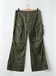 Pantalon cargo fermeture zippée sous rabat pressionné taille basse vert MISS SIXTY femme