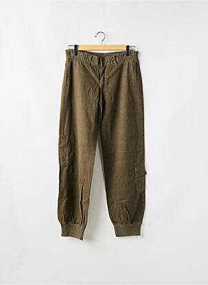 Pantalon droit tissage popeline taille normale vert MAGGIE femme