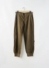 Pantalon droit tissage popeline taille normale vert MAGGIE femme