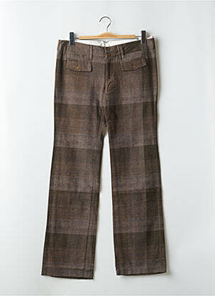Pantalon droit fermeture zippée sous rabat boutonné marron MOGUL femme