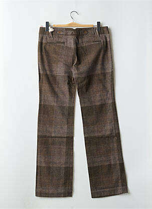 Pantalon droit fermeture zippée sous rabat boutonné marron MOGUL femme