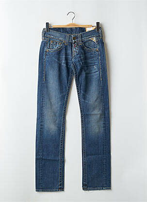 Jeans coupe slim effet usé délavé taille basse bleu REPLAY femme
