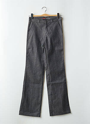 Pantalon flare fermeture zippée sous rabat boutonné taille haute gris RWD femme