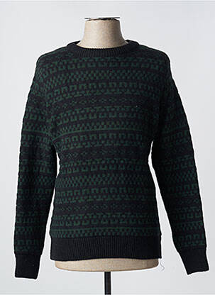 Pull tissage jacquard manches longues vert OLOW homme