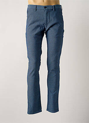 Pantalon chino tissage chiné taille normale bleu GANESH homme