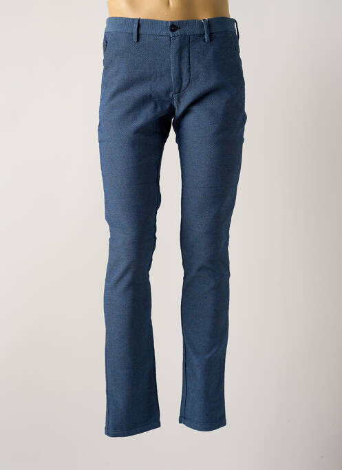 Pantalon chino tissage chiné taille normale bleu GANESH homme