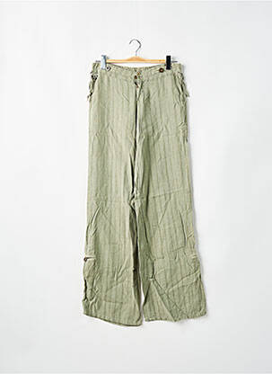 Pantalon large fermeture zippée sous rabat boutonné taille basse vert LOIS femme