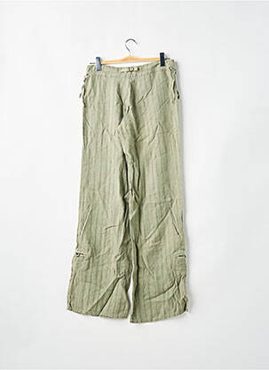 Pantalon large fermeture zippée sous rabat boutonné taille basse vert LOIS femme