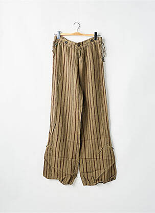 Pantalon large fermeture zippée sous rabat boutonné taille basse marron LOIS femme