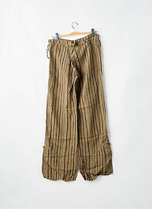 Pantalon large fermeture zippée sous rabat boutonné taille basse marron LOIS femme
