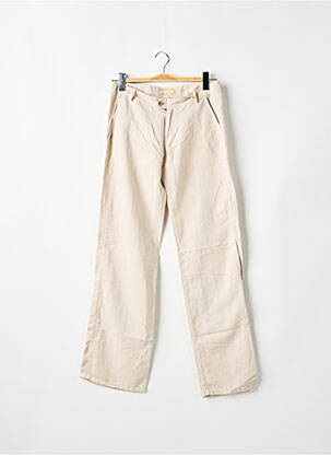 Pantalon droit tissage crêpe taille basse beige MAGGIE femme