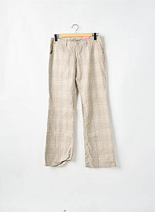 Pantalon droit fermeture zippée sous rabat boutonné beige MOGUL femme