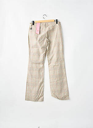 Pantalon droit fermeture zippée sous rabat boutonné beige MOGUL femme