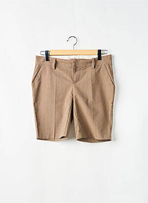 Bermuda fermeture zippée sous rabat avec crochet marron ONLY femme
