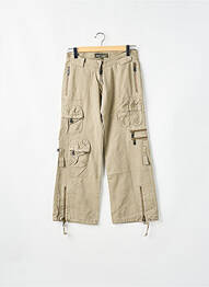Pantalon cargo fermeture zippée sous rabat pressionné taille normale beige RWD femme