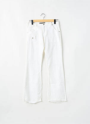 Pantalon droit fermeture zippée sous rabat boutonné blanc RWD femme