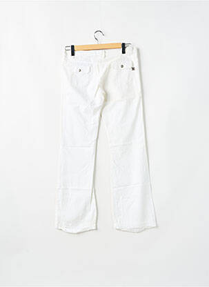 Pantalon droit fermeture zippée sous rabat boutonné blanc RWD femme