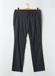 Pantalon droit fermeture zippée sous rabat avec crochet taille basse gris FREEMAN T.PORTER femme