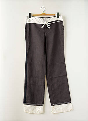 Pantalon droit fermeture zippée sous rabat avec crochet taille basse gris SCHOOL RAG femme