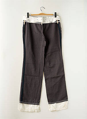 Pantalon droit fermeture zippée sous rabat avec crochet taille basse gris SCHOOL RAG femme
