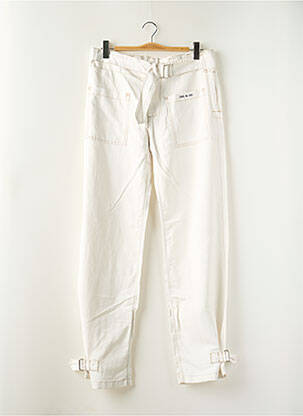 Pantalon droit fermeture zippée sous rabat avec crochet taille normale blanc SCHOOL RAG femme