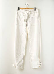 Pantalon droit fermeture zippée sous rabat avec crochet taille normale blanc SCHOOL RAG femme