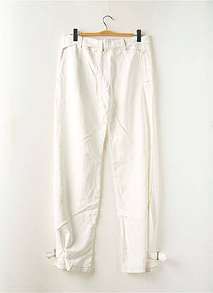 Pantalon droit fermeture zippée sous rabat avec crochet taille normale blanc SCHOOL RAG femme