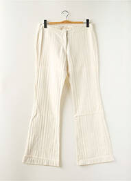 Pantalon flare fermeture zippée sous rabat avec crochet taille basse beige SCHOOL RAG femme