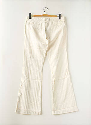Pantalon flare fermeture zippée sous rabat avec crochet taille basse beige SCHOOL RAG femme
