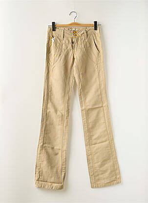 Pantalon droit fermeture zippée sous rabat boutonné taille normale beige SCHOOL RAG femme