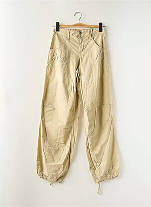 Pantalon large fermeture zippée sous rabat boutonné taille haute beige SCHOOL RAG femme