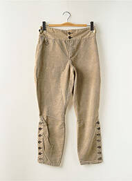 Pantalon 7/8 fermeture zippée sous rabat boutonné taille normale beige SCHOOL RAG femme