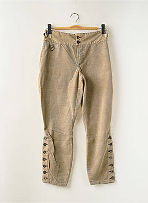 Pantalon 7/8 fermeture zippée sous rabat boutonné taille normale beige SCHOOL RAG femme