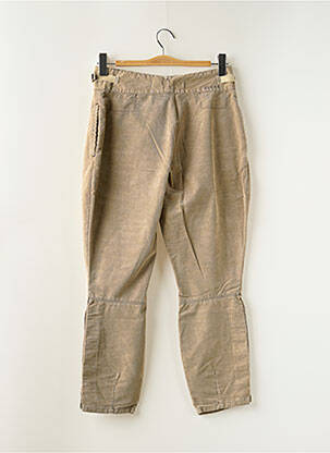 Pantalon 7/8 fermeture zippée sous rabat boutonné taille normale beige SCHOOL RAG femme