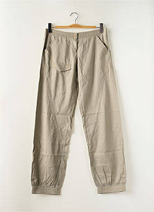 Pantalon droit fermeture zippée sous rabat boutonné taille basse gris SESSUN femme