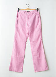 Pantalon droit tissage crêpe taille haute rose BE YOU K femme