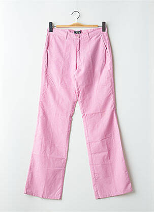 Pantalon droit tissage crêpe taille haute rose BE YOU K femme
