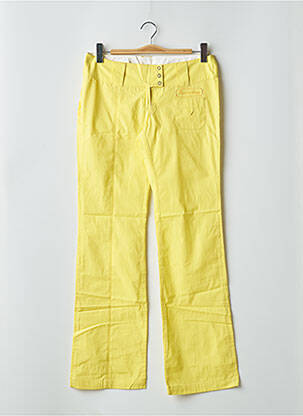 Pantalon droit tissage popeline taille basse jaune BE YOU K femme