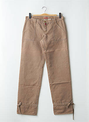 Pantalon droit tissage popeline taille basse marron BE YOU K femme