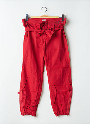 Pantalon 7/8 tissage popeline taille normale rouge BE YOU K femme