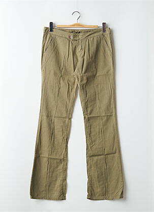 Pantalon droit tissage popeline taille basse vert CIMARRON femme