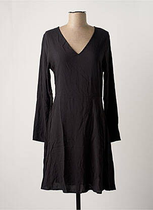 Robe mi-longue manches longues manches longues noir ICHI femme