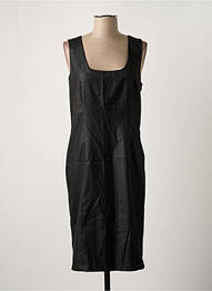 Robe mi-longue tissage crêpe sans manche noir LOLA femme