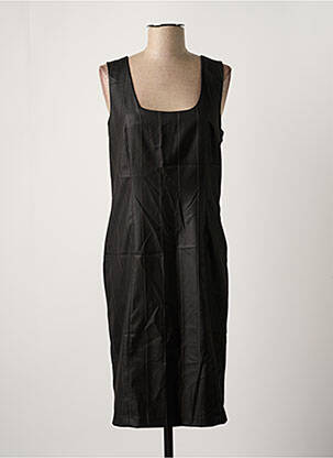 Robe mi-longue tissage crêpe sans manche noir LOLA femme